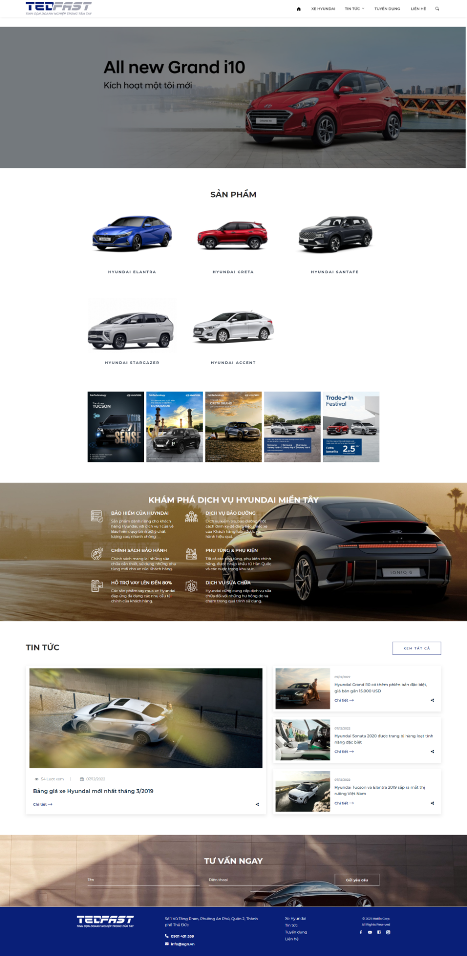 Website cho các công ty thương mại dòng xe hơi thương hiệu Hyundai - DCAR01