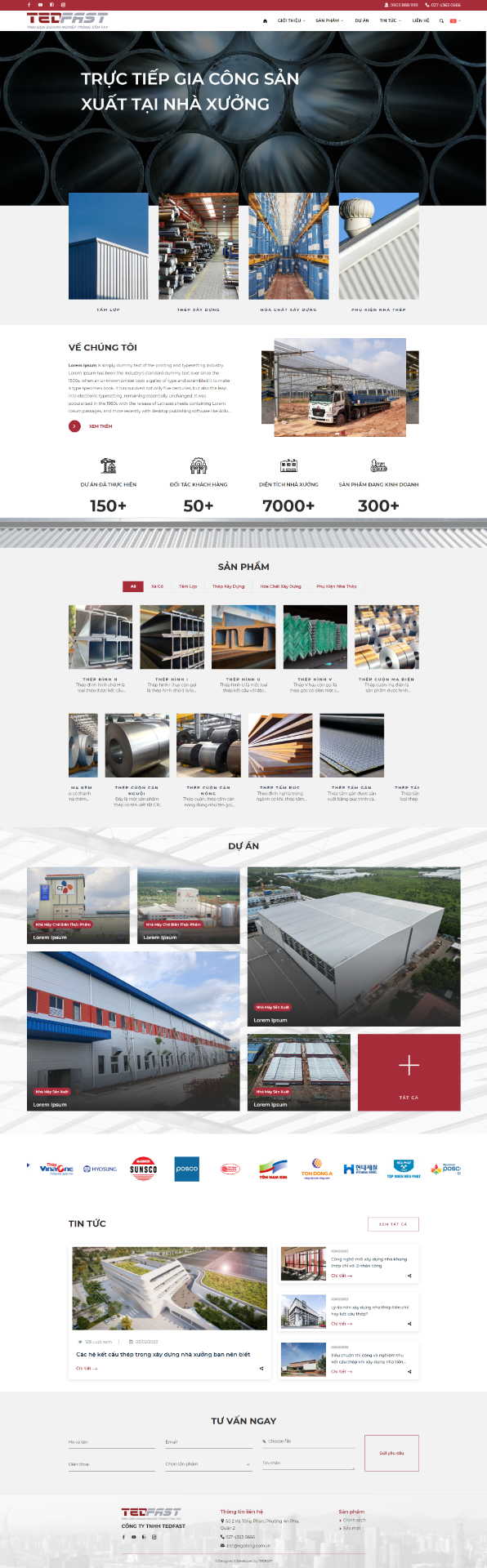 Website cho công ty cung cấp tôn, xà gồ, thép xây dựng MSPP-01