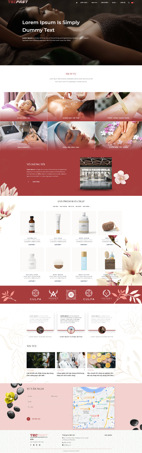 Website cho công ty kinh doanh dịch vụ spa & massage SPMS-01