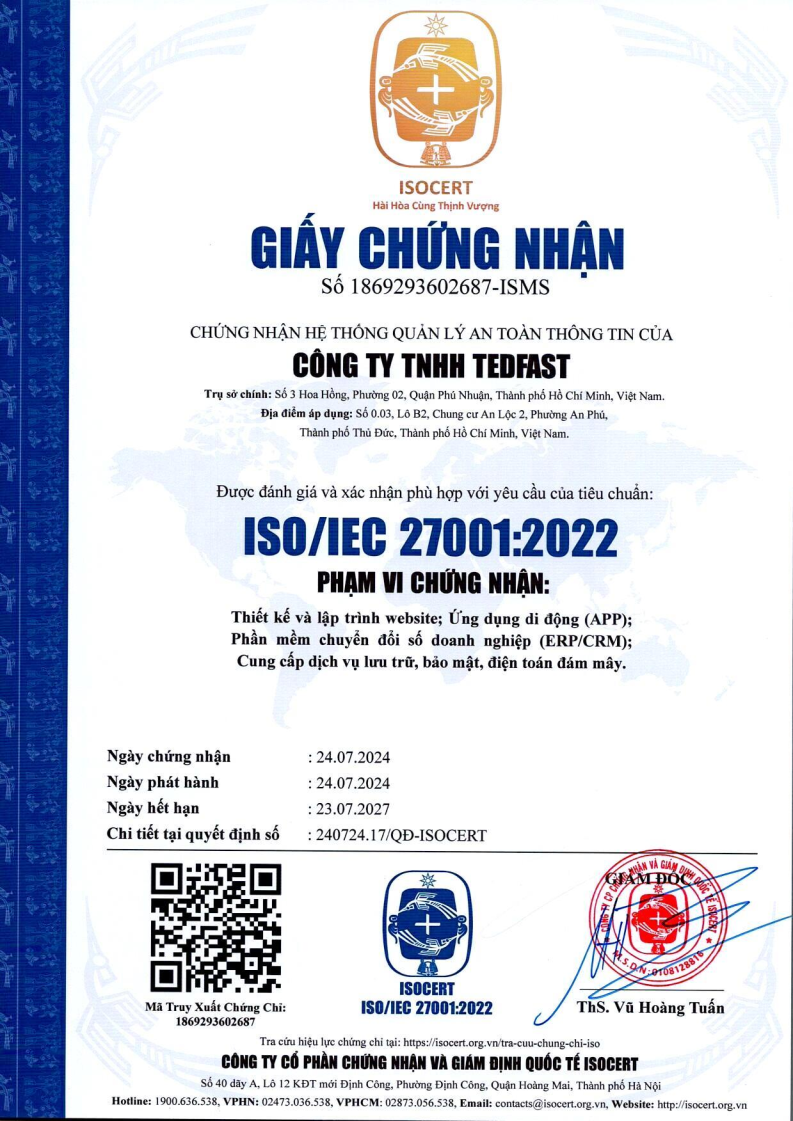 Chứng nhận ISO/IEC 27001:2022