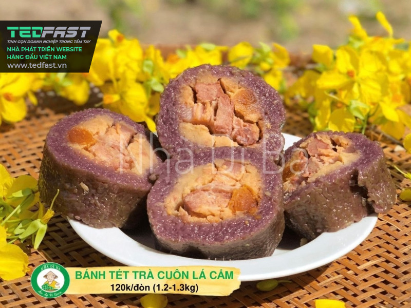 Bài viết giới thiệu sản phẩm Bánh tét Trà Cuôn lá cẩm tham khảo dành cho công ty bán Sáp dừa - công ty TTl - Nhãn hiệu Nhà Dì Ba