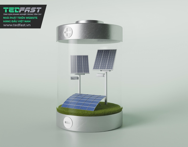 Hình ảnh 3d - dự án sinh thái môi trường với panel năng lượng mặt trời